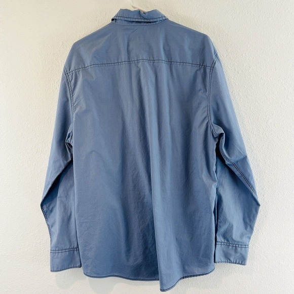 Mens XL Michael Brandon Light Blue Button Shirt Roll Tab Long Sleeves Casual - Picture 2 of 7
